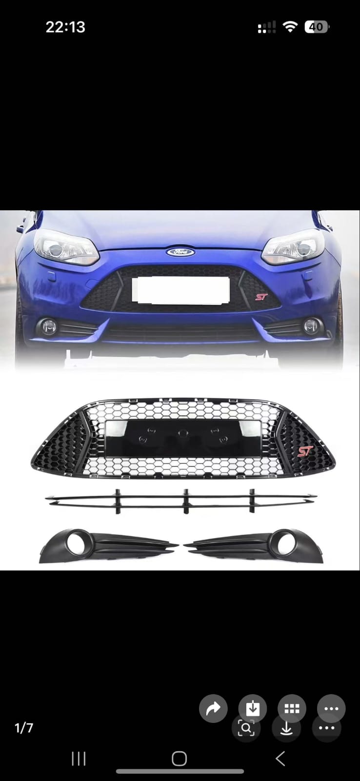 Ford Focus MK3 ST Grill Gloss Black