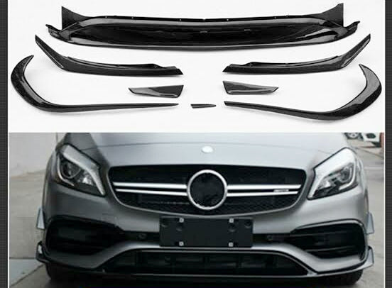 W176 A45 Facelift Canards 8 Piece Set Gloss Black