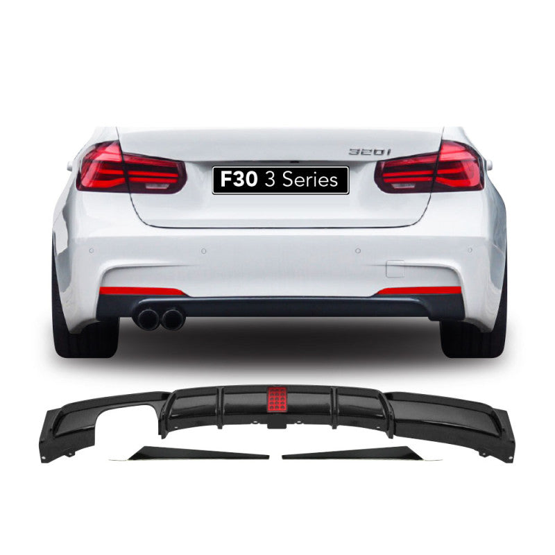 F30 AK M4 Style Diffuser With LED G/B/ 328I | Gloss Black